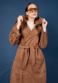 LAVİNİA SCUBA SÜET TRENÇ  CAMEL