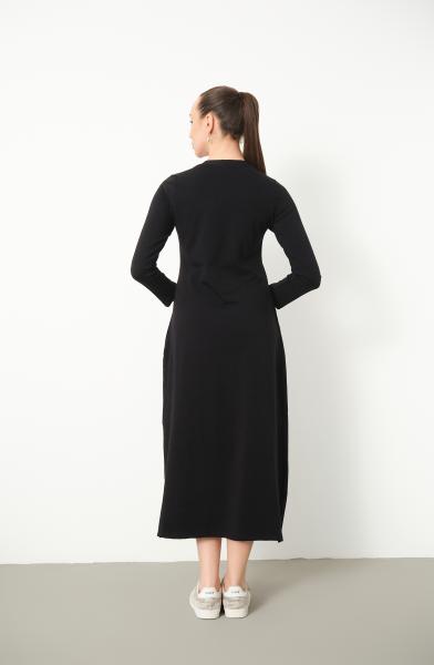 Pamuk Penye İç Elbise Siyah uzun kollu satın al