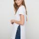 Beyaz V Yaka Yan Yırtmaçlı Örme T-shirt 888-026 modeli