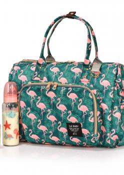 Lal Baby Baggage Bag Flamingo Yeşil Omuz Askılı Anne Bebek Bakım